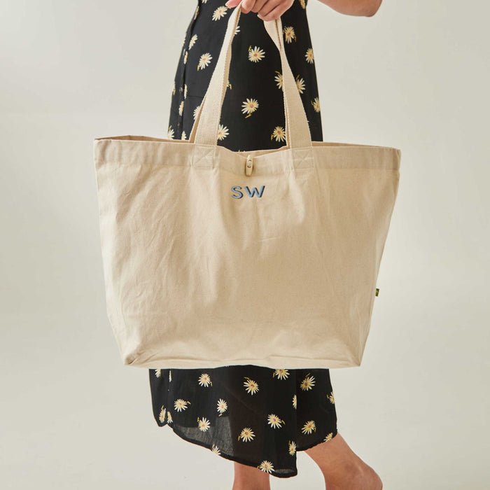 Personalised Blue Initial Canvas Tote Bag by Made Yours