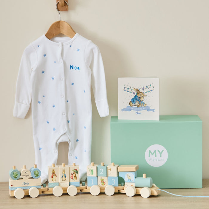 Personalised Blue Newborn Peter Rabbit Gift Set