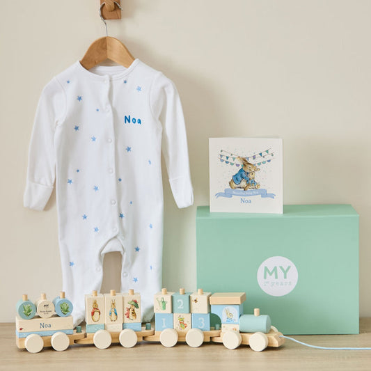 Personalised Blue Newborn Peter Rabbit Gift Set