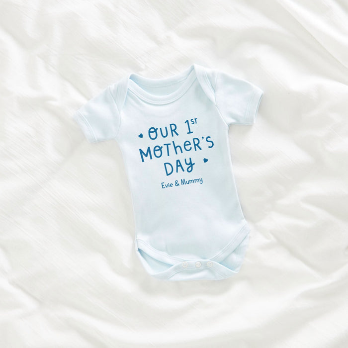 Personalised Blue Our 1st Mothers Day Bodysuit