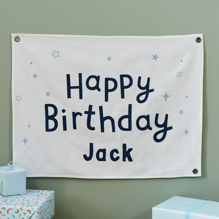 Personalised Blue Party Time Birthday Wall Hanging