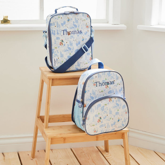 Personalised Blue Peter Rabbit Backpack & Lunch Bag Set