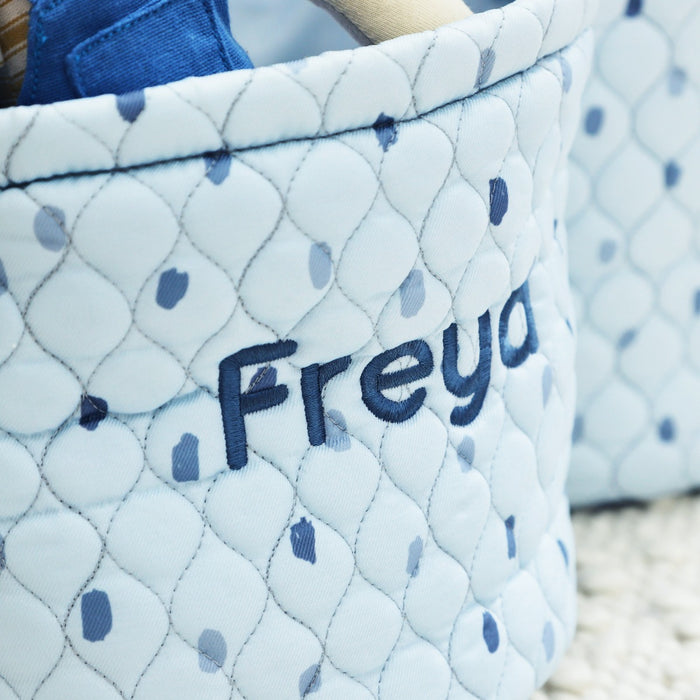 Personalised Blue Polka Dot Storage Bag Set (3 Pack)