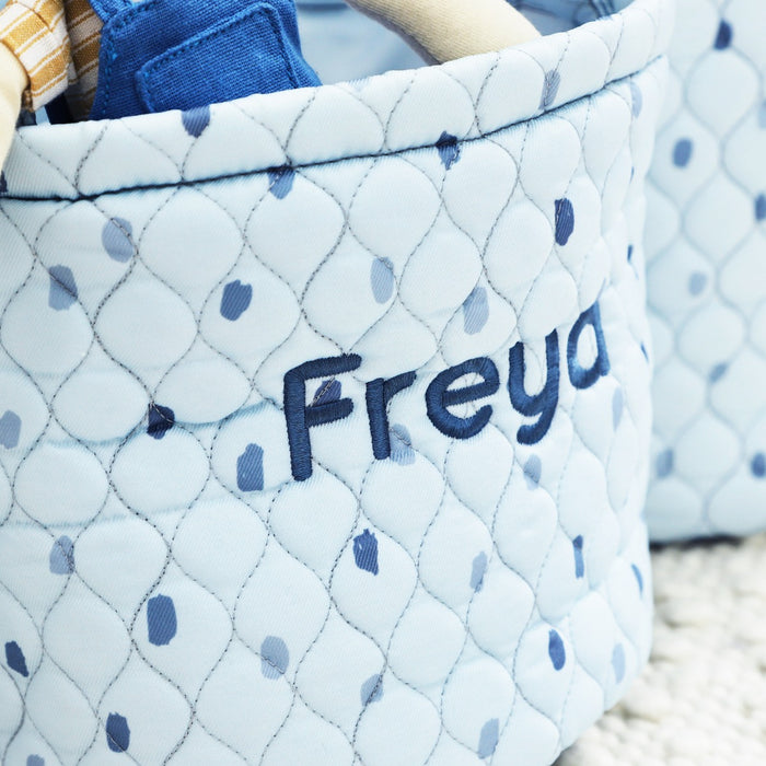 Personalised Blue Polka Dot Storage Bag Set
