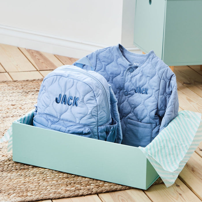 Personalised Blue Quilted Day Out Gift Set