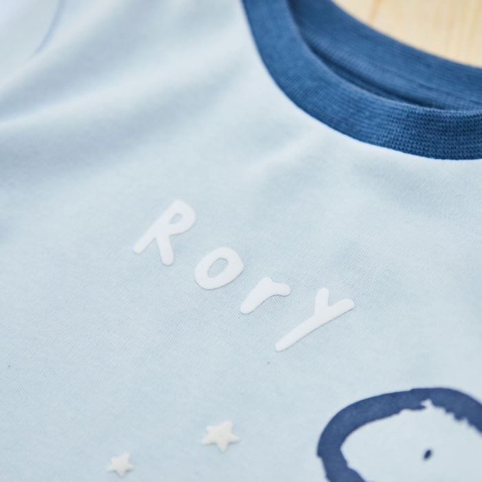 Personalised Blue Sleepysaurus Dinosaur Pyjama Set