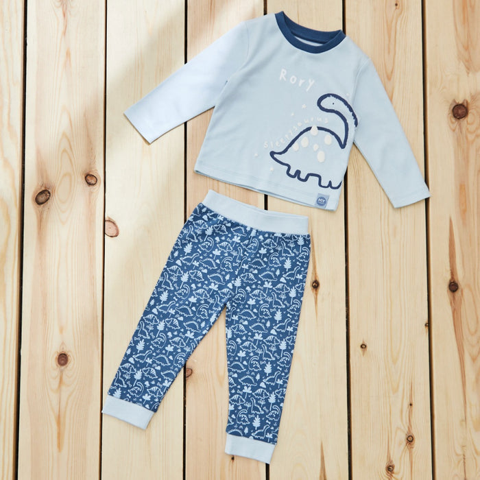 Personalised Blue Sleepysaurus Dinosaur Pyjama Set