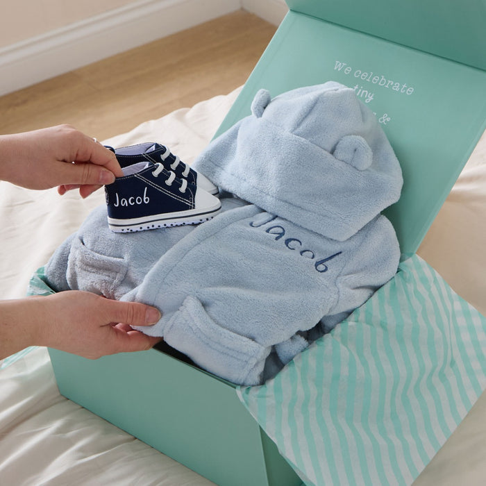 Personalised Blue Snuggle and Step Gift Set