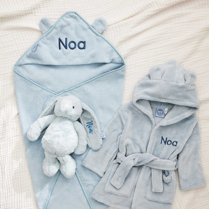 Personalised Blue Splash, Snuggle & Cuddle Gift Set