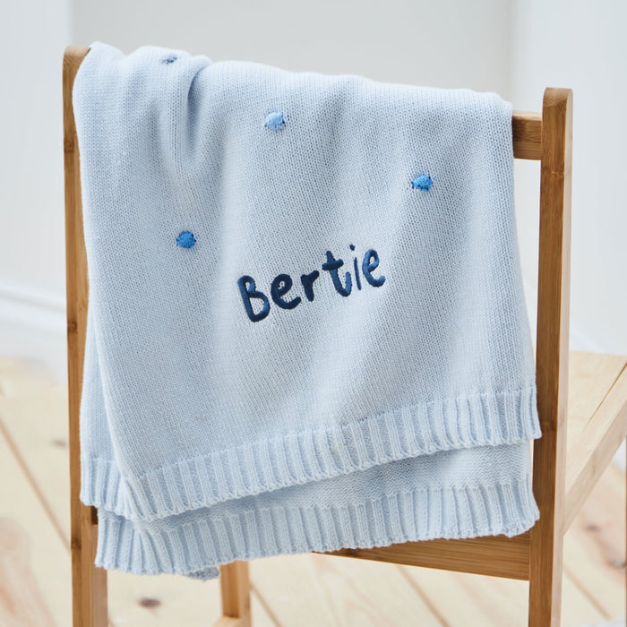 Personalised Blue Spot Bobble Blanket