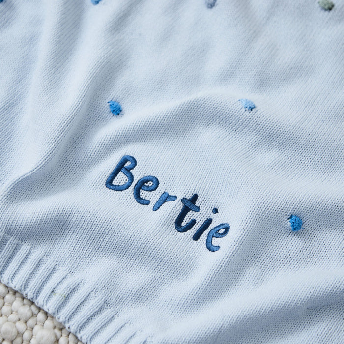Personalised Blue Spot Bobble Blanket