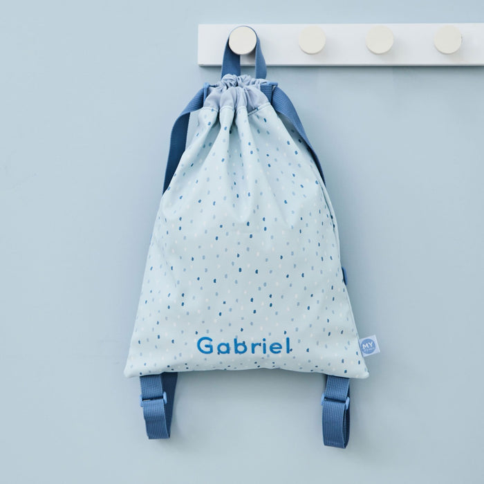 Personalised Blue Spot Drawstring Bag