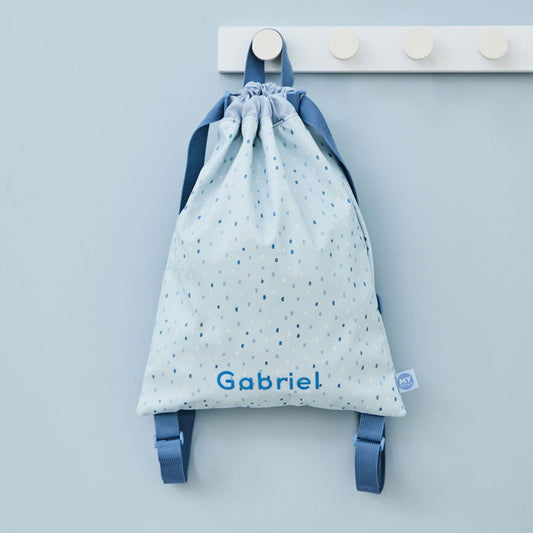 Personalised Blue Spot Drawstring Bag