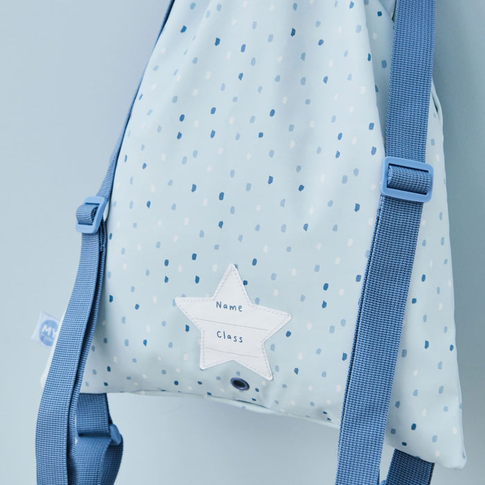 Personalised Blue Spot Drawstring Bag
