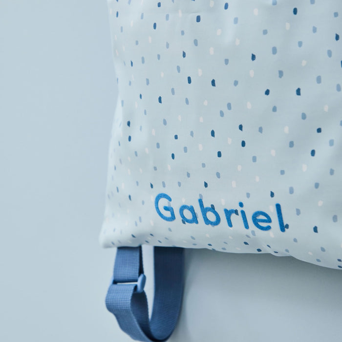 Personalised Blue Spot Drawstring Bag