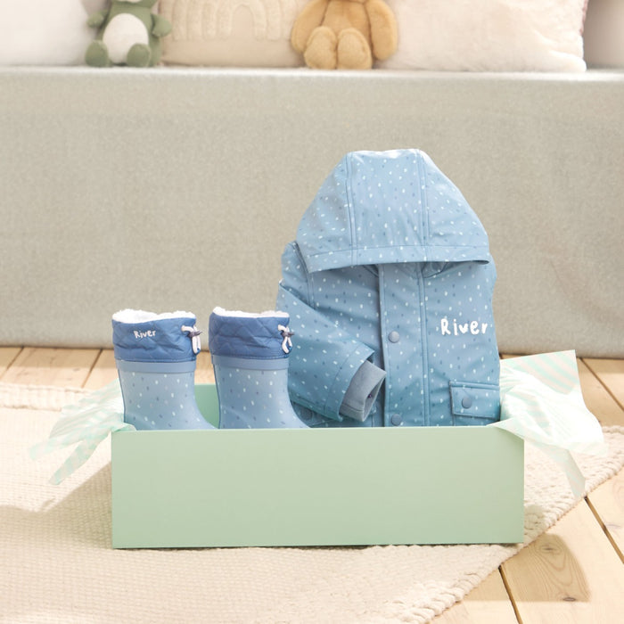 Personalised Blue Spot Rainy Day Gift Set