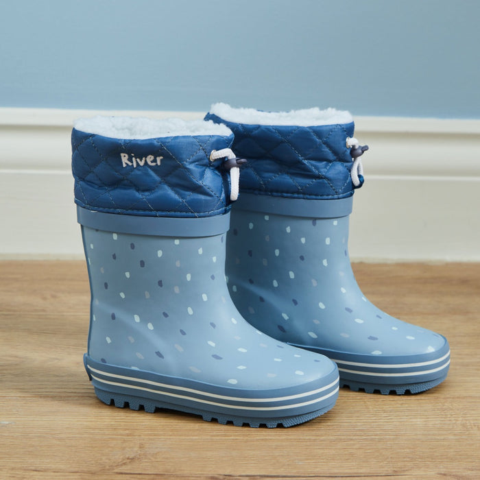 Personalised Blue Spot Rubber Welly Boots