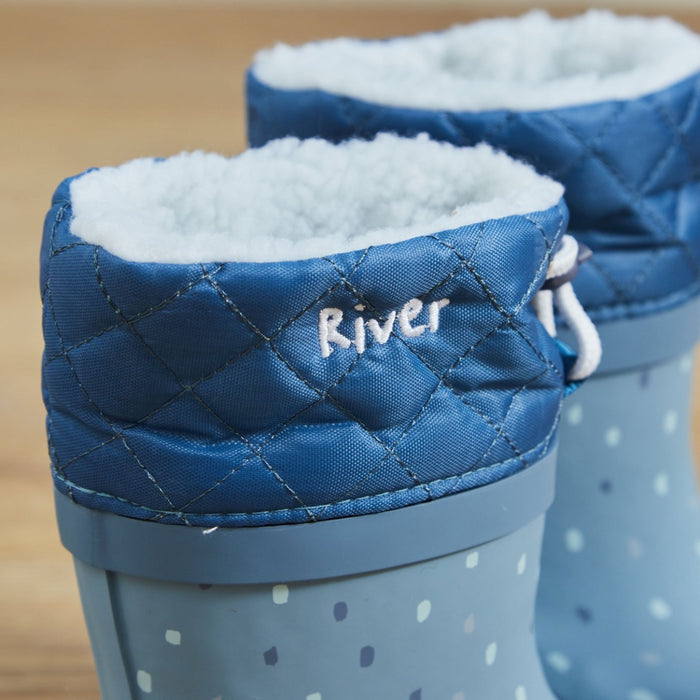 Personalised Blue Spot Rubber Welly Boots