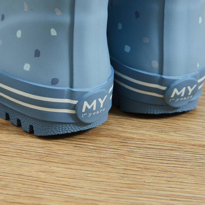 Personalised Blue Spot Rubber Welly Boots