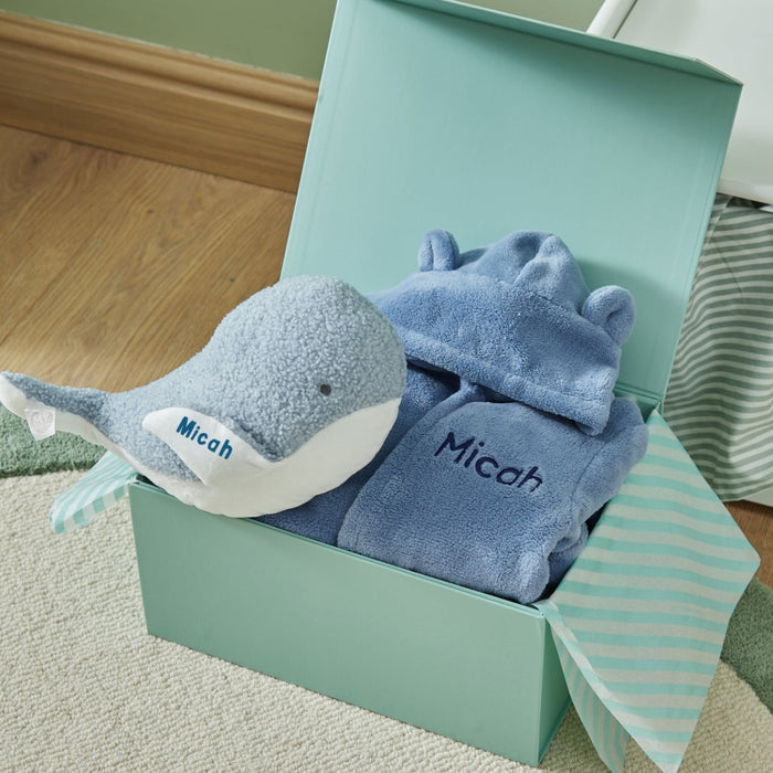 Personalised Blue Whale Snuggle and Cuddle Gift Set