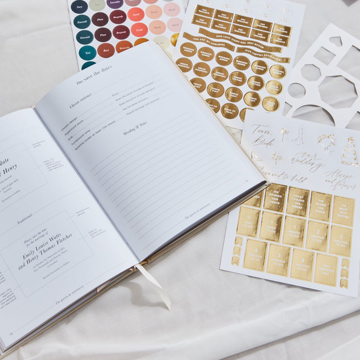 Personalised Blush & Gold Linen Wedding Planner Book by Made Yours