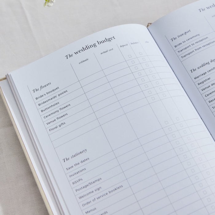 Personalised Blush & Gold Linen Wedding Planner Book by Made Yours