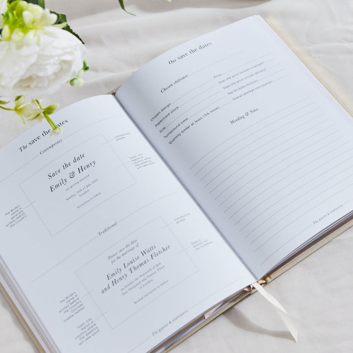 Personalised Blush & Gold Linen Wedding Planner Book by Made Yours