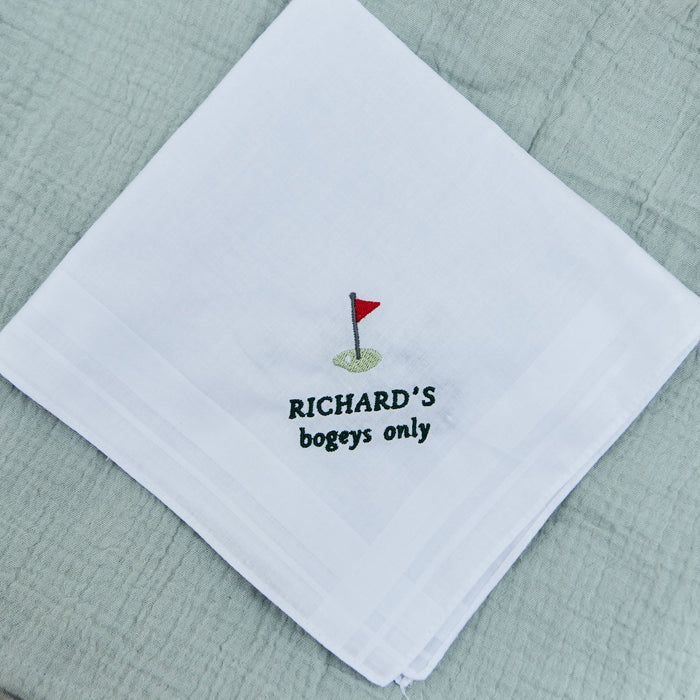 Personalised Bogeys Only Golf Handkerchief