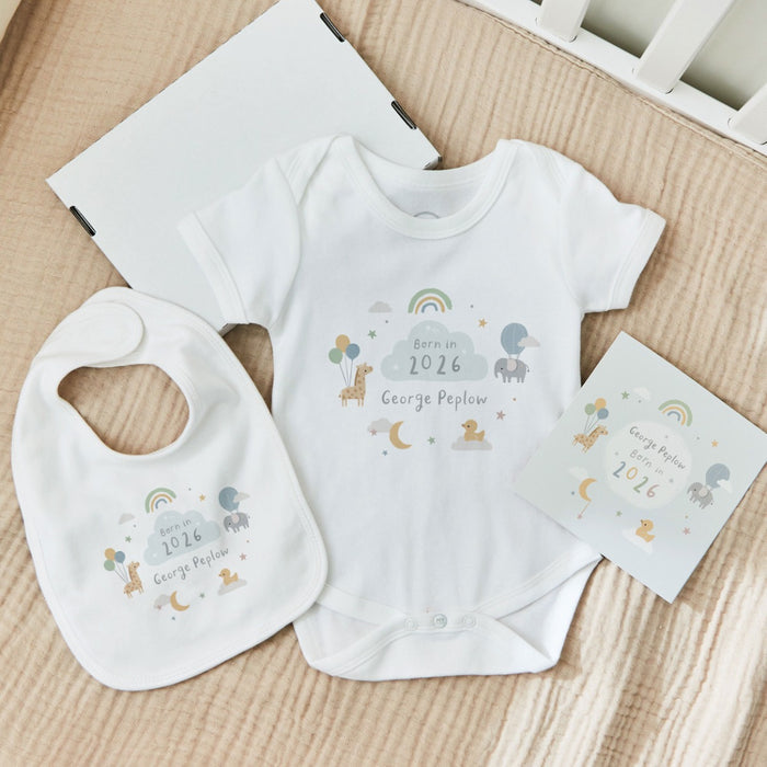 Personalised Born In 2026 Animal Letterbox Gift Set