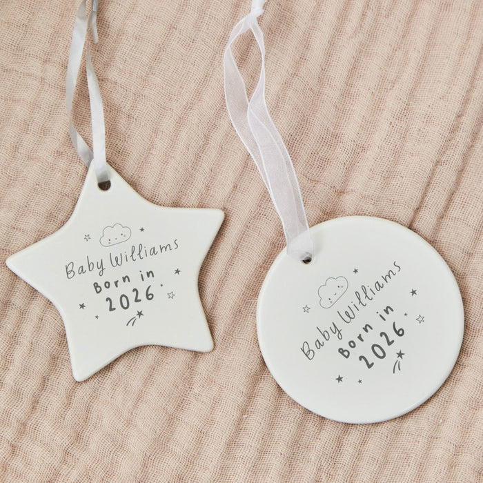 Personalised Born In 2026 Ceramic Hanging Decoration