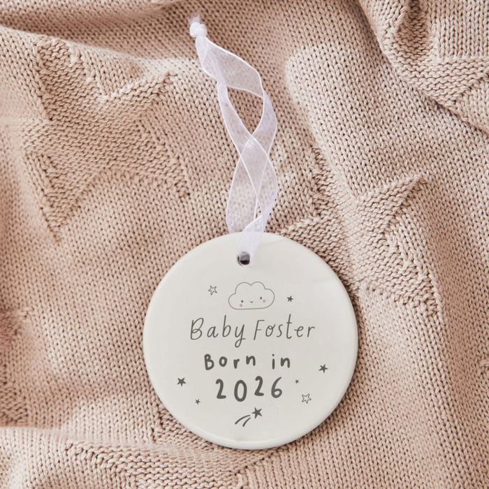 Personalised Born In 2026 Ceramic Hanging Decoration