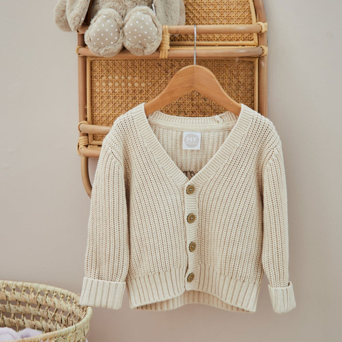 Personalised Born In 2026 Oatmeal Knitted Cardigan