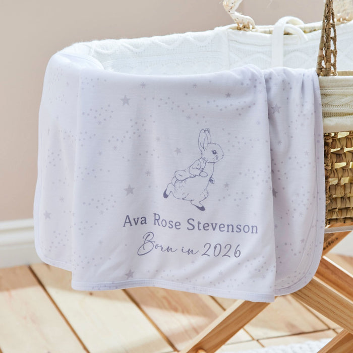 Personalised Born In 2026 Peter Rabbit™ Jersey Blanket