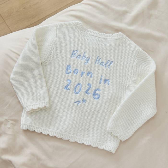 Personalised Born in 2026 White Lightweight Cardigan