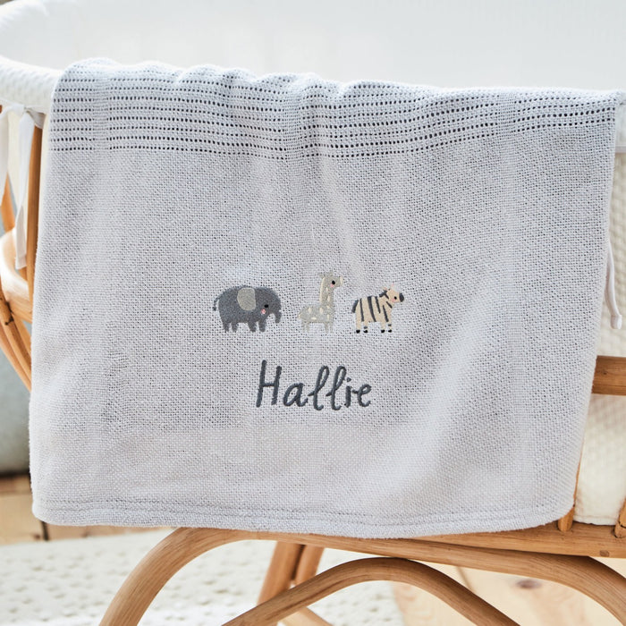 Personalised Born To Be Loved Light Grey Cellular Blanket