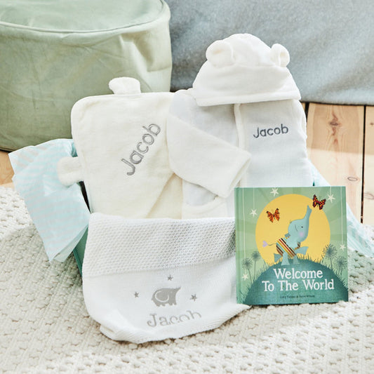 Personalised Born To Be Loved New Baby Essentials Ivory Gift Set