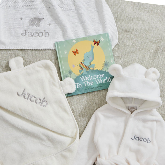 Personalised Born To Be Loved New Baby Essentials Ivory Gift Set