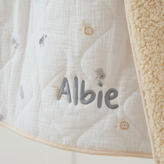 Personalised Born To Be Loved Quilted Muslin Blanket