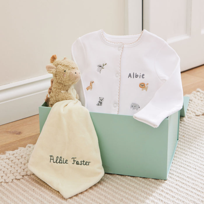 Personalised Born to be Loved Sleepsuit & Comforter Gift Set
