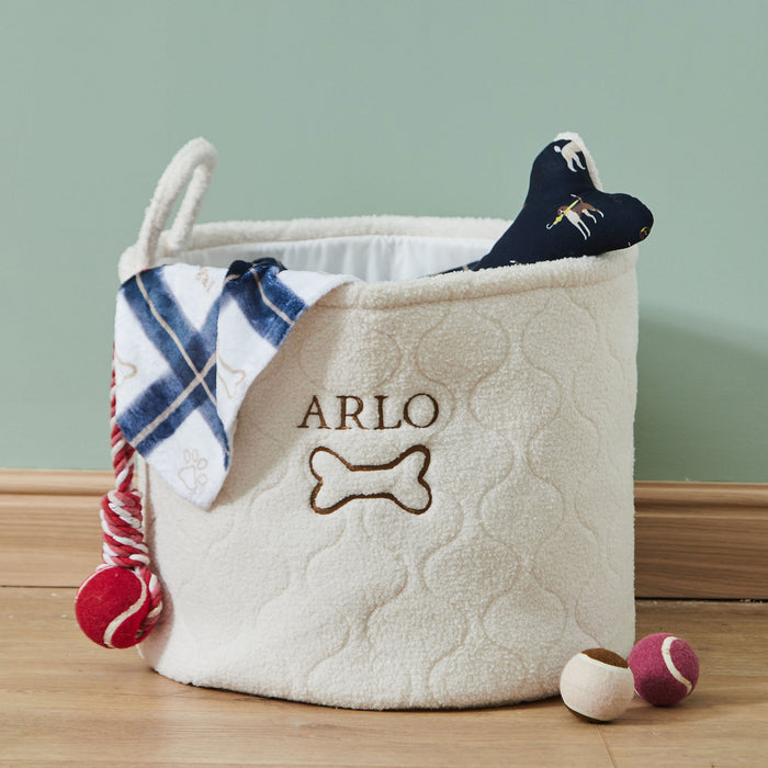Personalised Boucle Dog Toy Basket