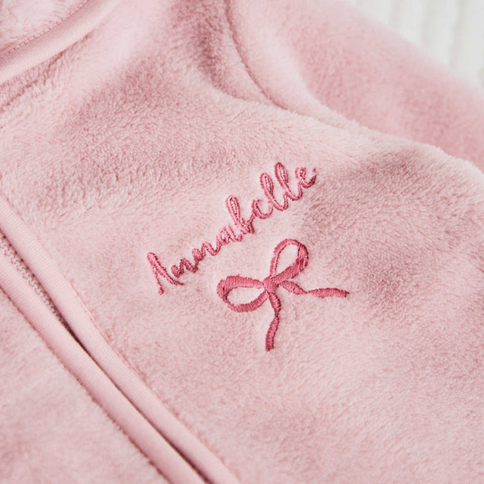 Personalised Bow Pink Fleece Onesie