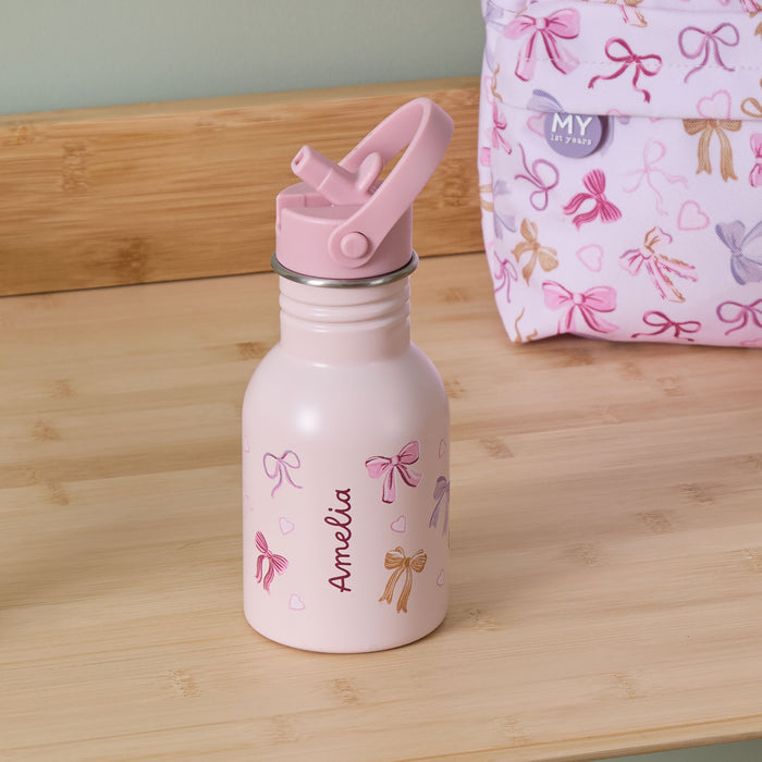 Personalised Bow Pink Water Bottle