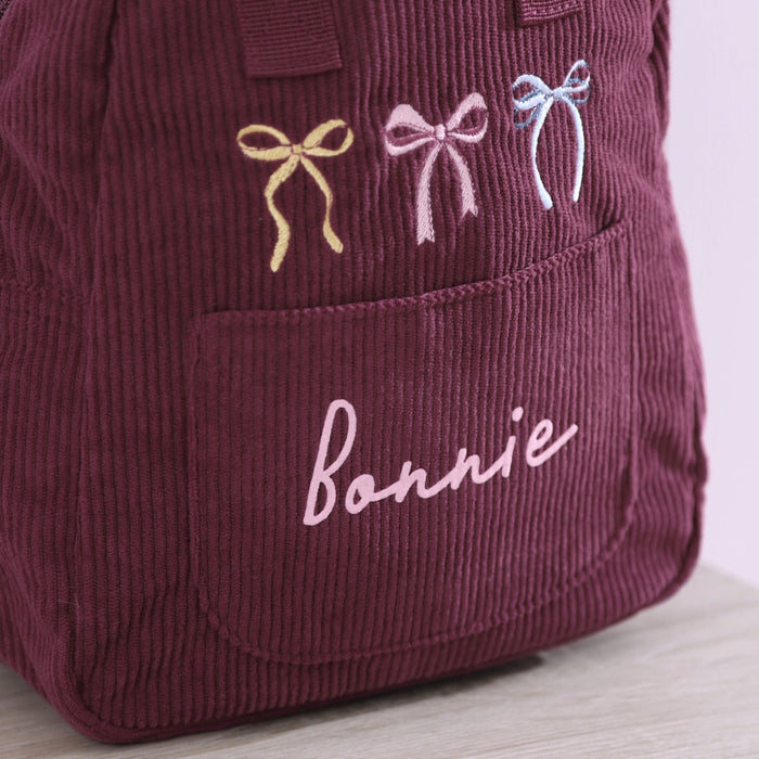 Personalised Bows Frill Seekers Berry Cord Mini Backpack