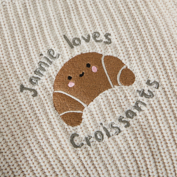 Personalised 'Breakfast Club' Croissant Oatmeal Cardigan