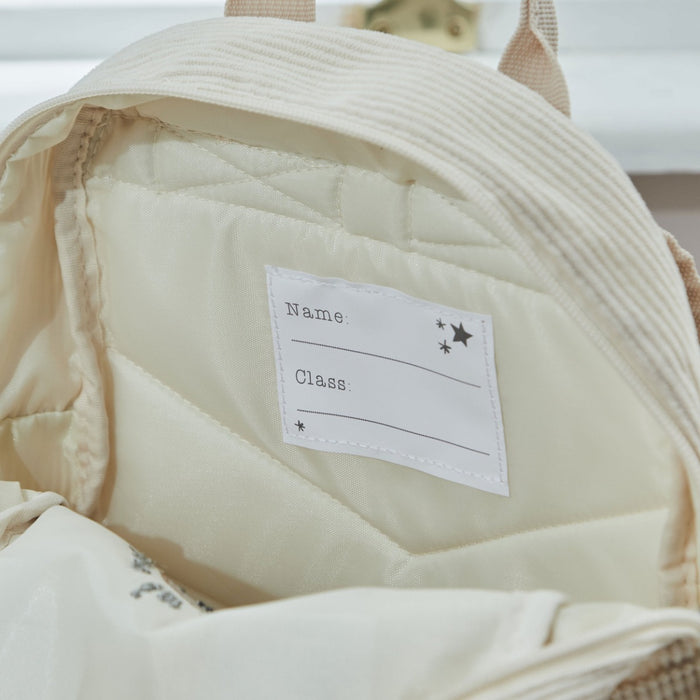 Personalised Breakfast Club Ecru Cord Backpack