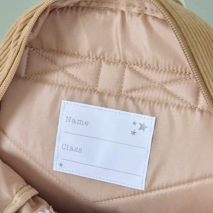 Personalised Breakfast Club Mini Caramel Cord Backpack