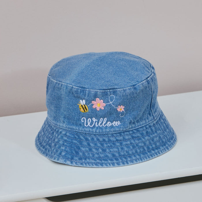 Personalised Bumblebee Denim Bucket Hat
