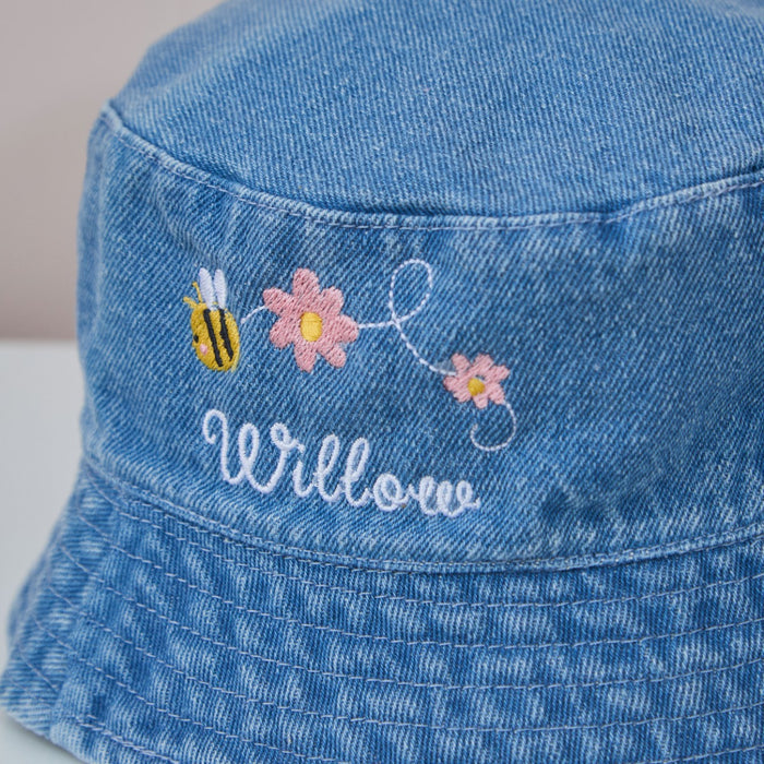 Personalised Bumblebee Denim Bucket Hat