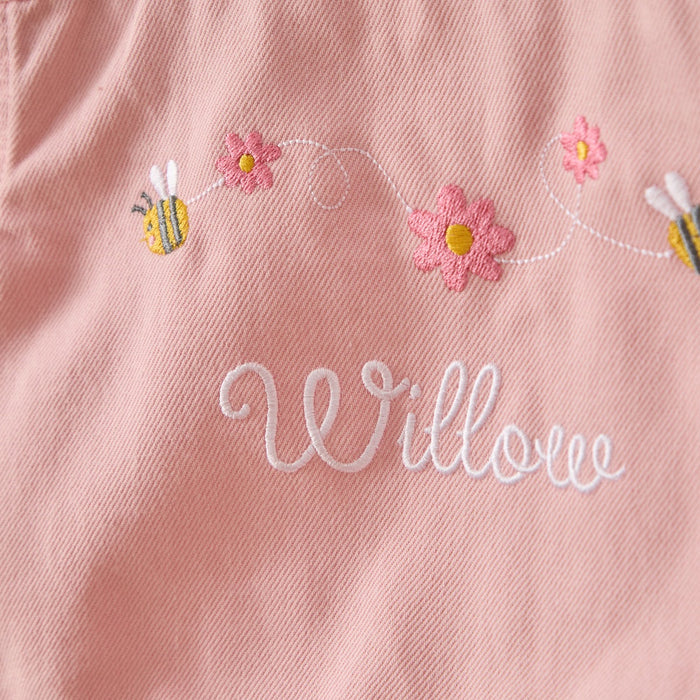Personalised Bumblebee Pink Frill Denim Jacket