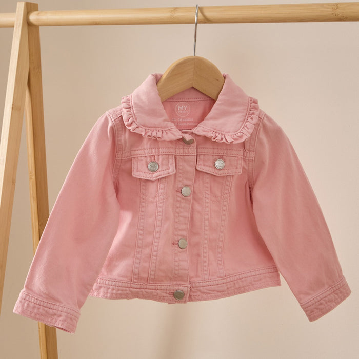Personalised Bumblebee Pink Frill Denim Jacket